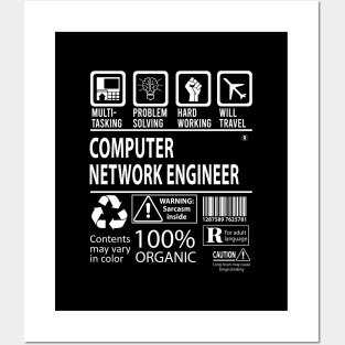 Computer Network Engineer T Shirt - MultiTasking Certified Job Gift Item Tee Posters and Art